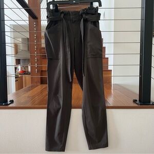 Athleta Grey-Brown Paper Bag Pants